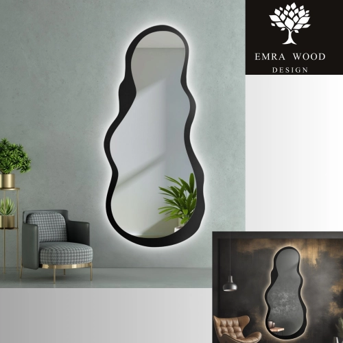 Lustro o nieregularnym kształcie w ramie mdf z podświetleniem- RISOL W RAMIE LED
